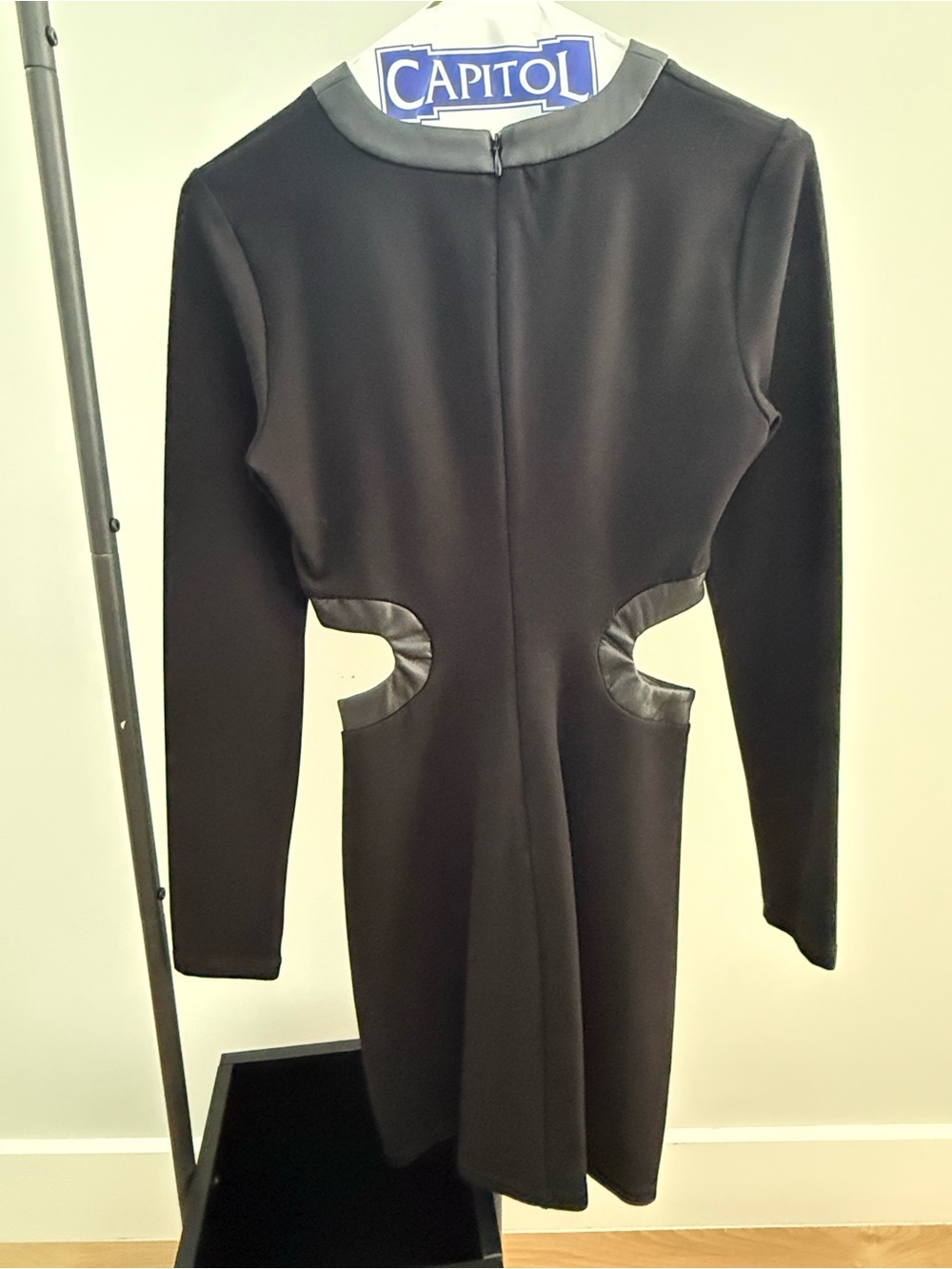 STAUD Long-Sleeve Black Cutout Mini Dress - Picture 3 of 4